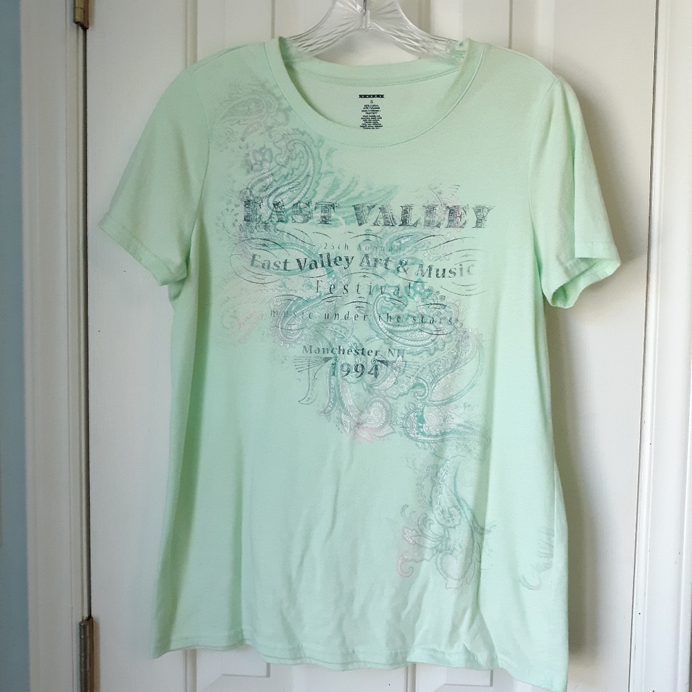 Mint Green Printed T Shirt Small